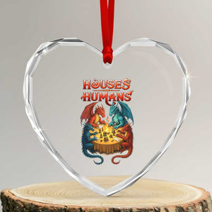 Gaming Houses and Humans Heart Crystal Glass Ornament Funny Rpg Parody Gamer TS11 Transparent Glass 3'' Heart Print Your Wear