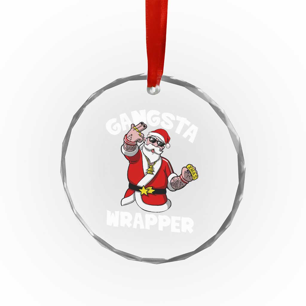 Gangsta Wrapper Funny Xmas Santa Hip Hop Crystal Glass Ornament TS09 Print Your Wear