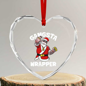 Gangsta Wrapper Funny Xmas Santa Hip Hop Heart Crystal Glass Ornament TS09 Transparent Glass 3'' Heart Print Your Wear