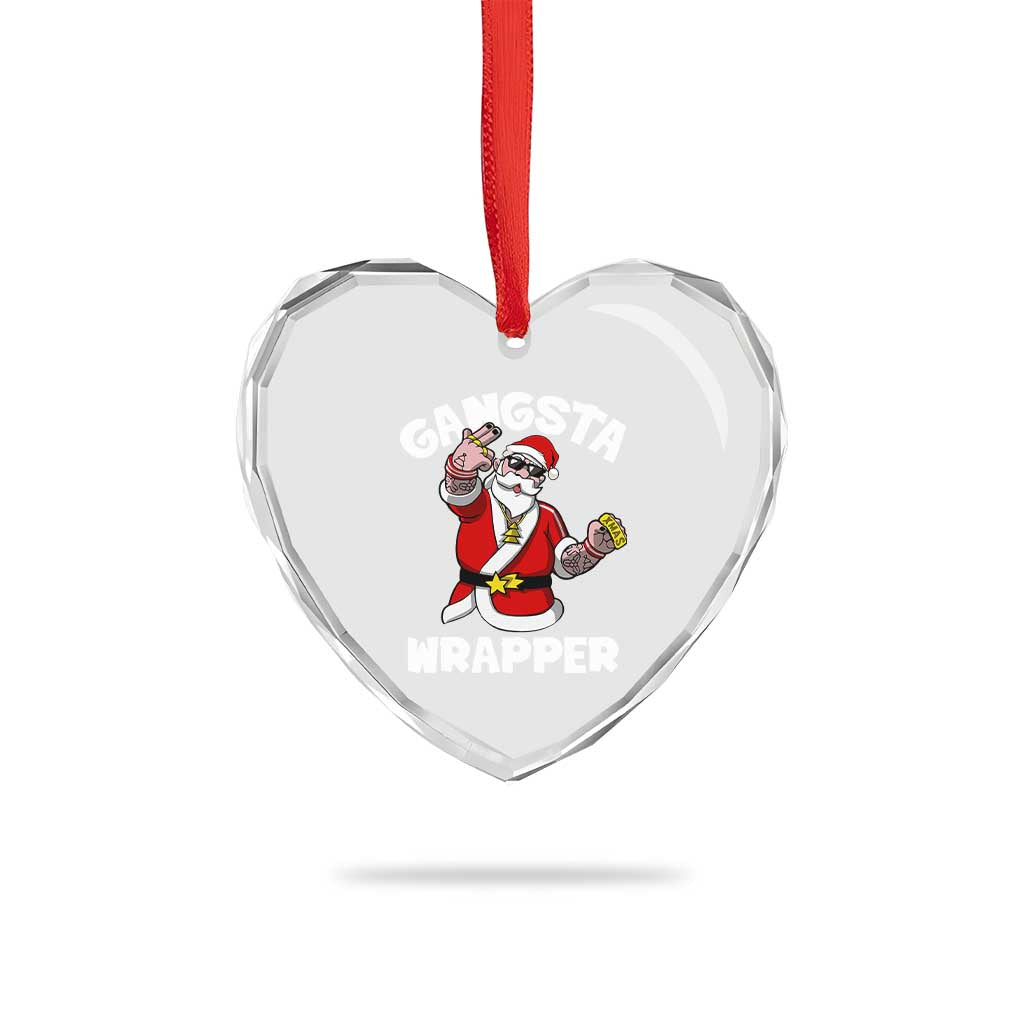 Gangsta Wrapper Funny Xmas Santa Hip Hop Heart Crystal Glass Ornament TS09 Print Your Wear