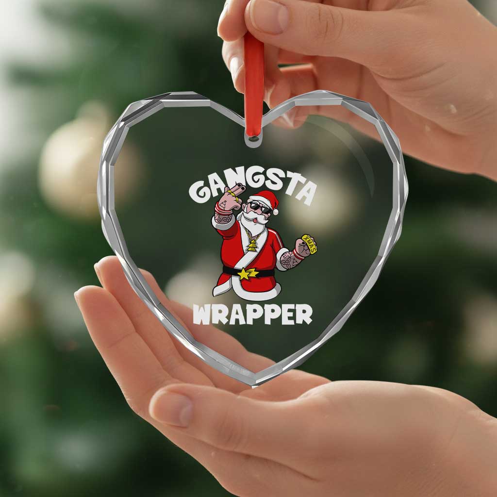 Gangsta Wrapper Funny Xmas Santa Hip Hop Heart Crystal Glass Ornament TS09 Print Your Wear