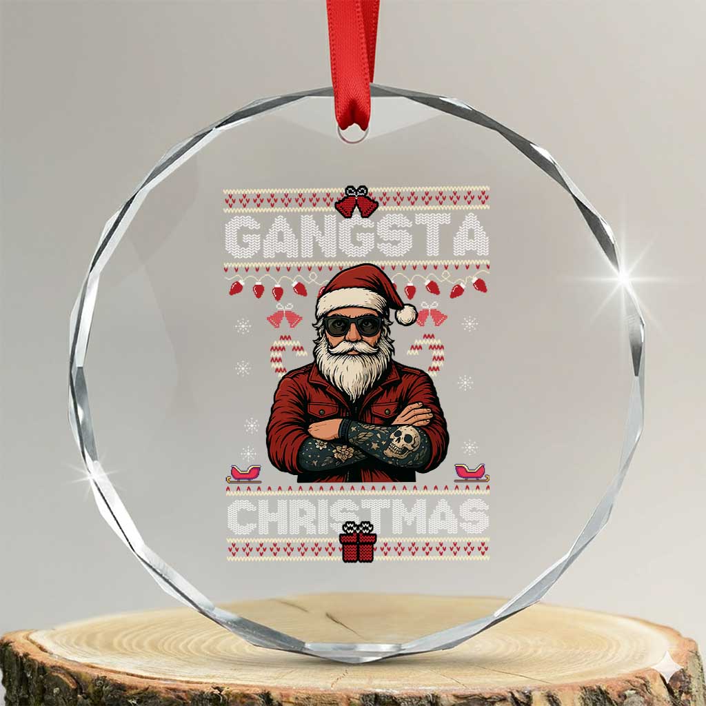 Gangster Santa Claus Hip Hop Rap Christmas Cool Crystal Glass Ornament TS14 Transparent Glass 3'' Circle Print Your Wear