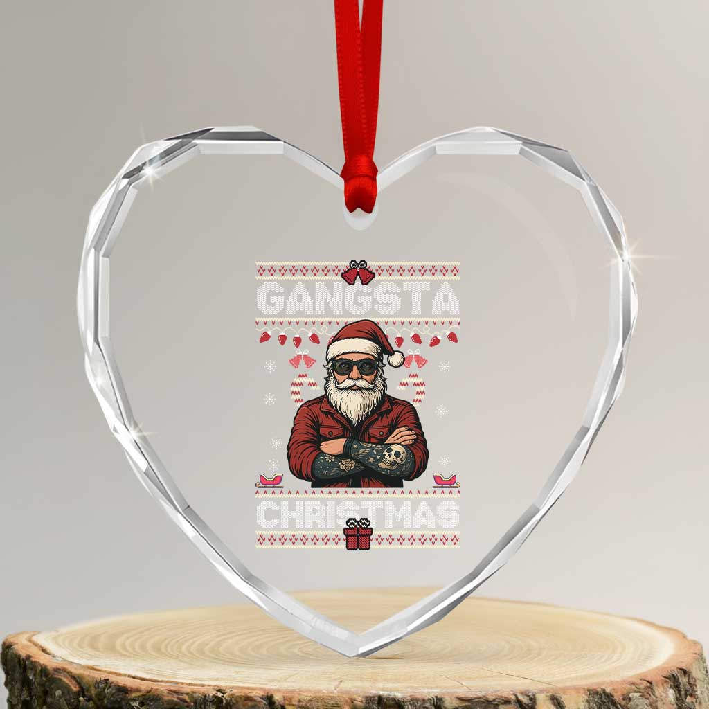 Gangster Santa Claus Hip Hop Rap Christmas Cool Heart Crystal Glass Ornament TS14 Transparent Glass 3'' Heart Print Your Wear