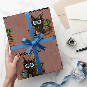 Gardening Because Murder Is Wrong Wrapping Paper Roll Funny Black Cat Gardener Gift TS12 Mocha Print Your Wear