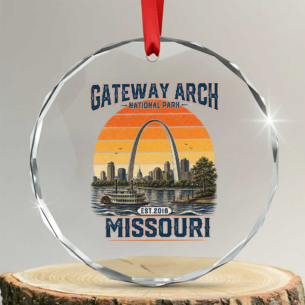 Gateway Arch National Park Crystal Glass Ornament Retro St Louis Missouri Travel Souvenir Nature Gift TS14 Transparent Glass 3'' Circle Print Your Wear