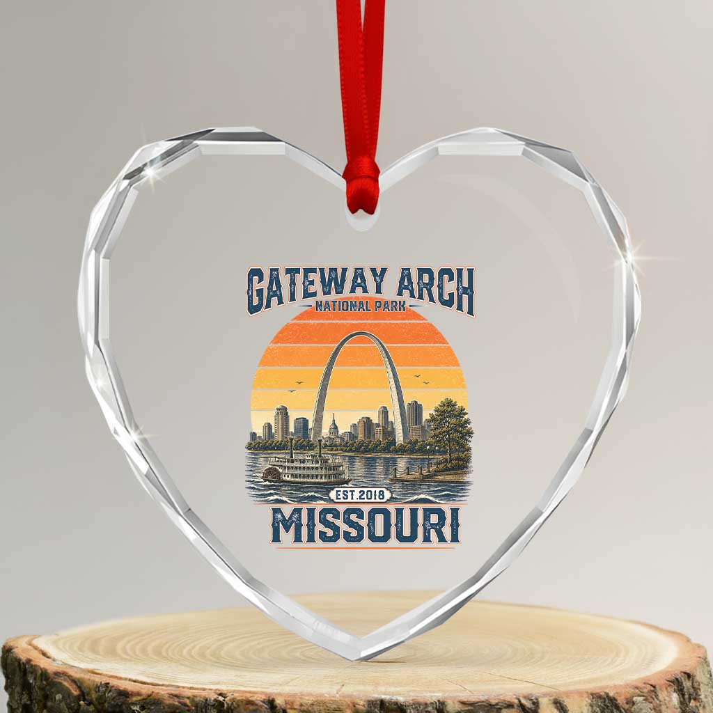Gateway Arch National Park Heart Crystal Glass Ornament Retro St Louis Missouri Travel Souvenir Nature Gift TS14 Transparent Glass 3'' Heart Print Your Wear