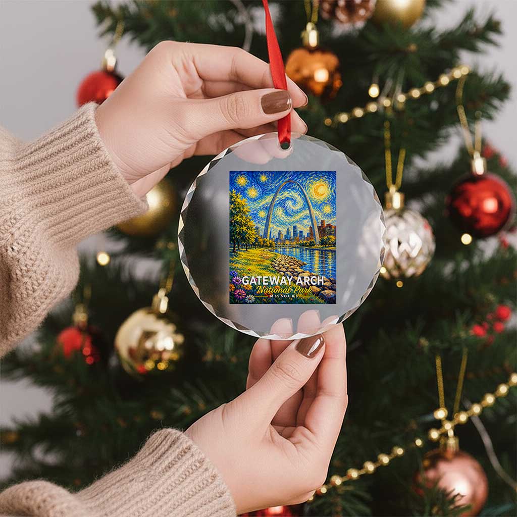 Gateway Arch National Park Van Gogh Style Starry Night Crystal Glass Ornament St Louis Missouri Travel Souvenir Gift