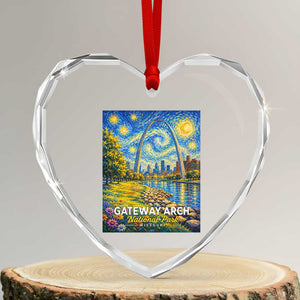 Gateway Arch National Park Van Gogh Style Starry Night Heart Crystal Glass Ornament St Louis Missouri Travel Souvenir Gift