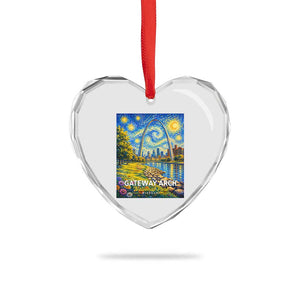 Gateway Arch National Park Van Gogh Style Starry Night Heart Crystal Glass Ornament St Louis Missouri Travel Souvenir Gift