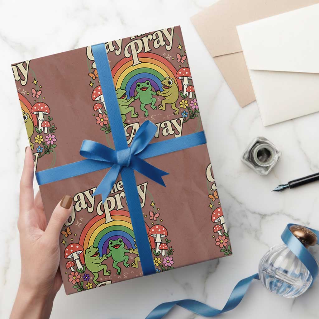 Gay The Pray Away Queer Frog LGBTQ Wrapping Paper Roll TS11 Mocha Print Your Wear