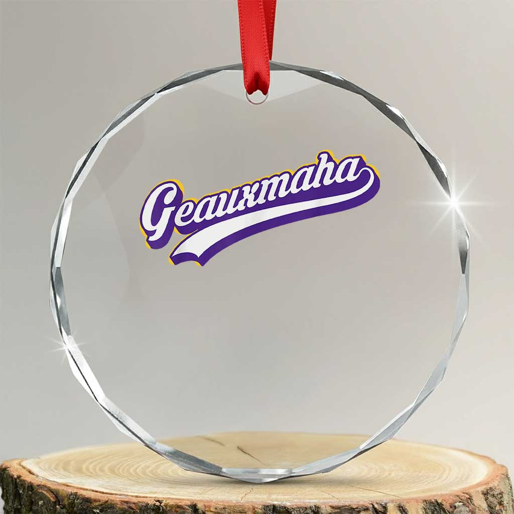Geauxmaha Vintage Throwback Design Crystal Glass Ornament Gold Baseball Fan - Print Your Wear