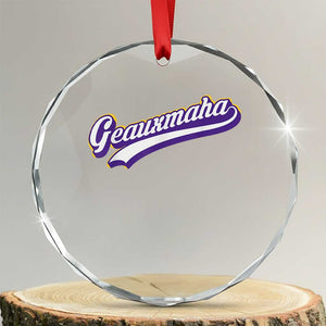 Geauxmaha Vintage Throwback Design Crystal Glass Ornament Gold Baseball Fan - Print Your Wear