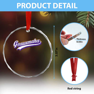 Geauxmaha Vintage Throwback Design Crystal Glass Ornament Gold Baseball Fan - Print Your Wear