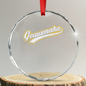 Geauxmaha Vintage Throwback Design Crystal Glass Ornament Purple and Gold Baseball Fan - Print Your Wear