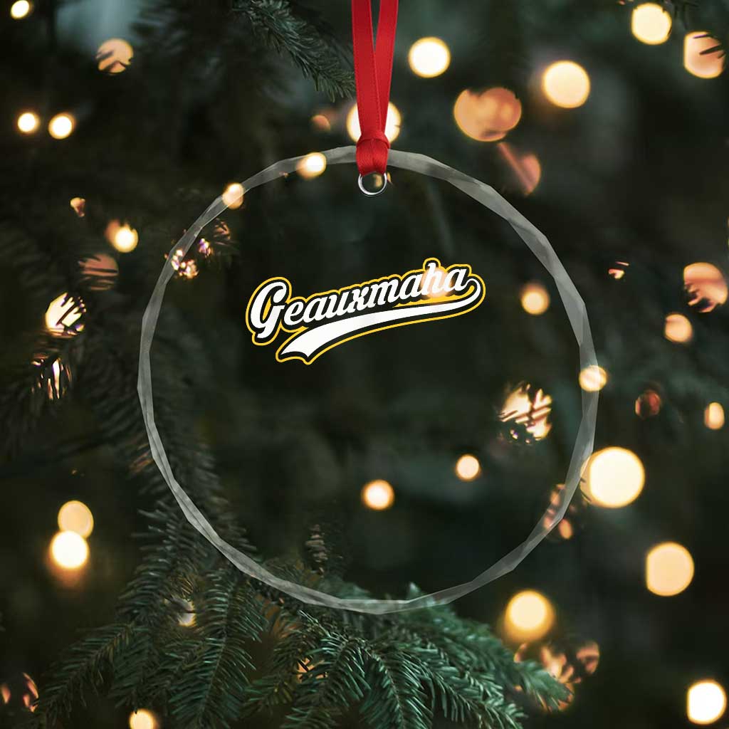 Geauxmaha Vintage Throwback Design Crystal Glass Ornament Purple and Gold Baseball Fan TS02 Print Your Wear
