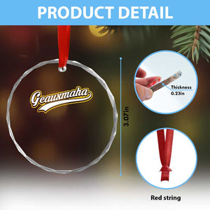 Geauxmaha Vintage Throwback Design Crystal Glass Ornament Purple and Gold Baseball Fan - Print Your Wear