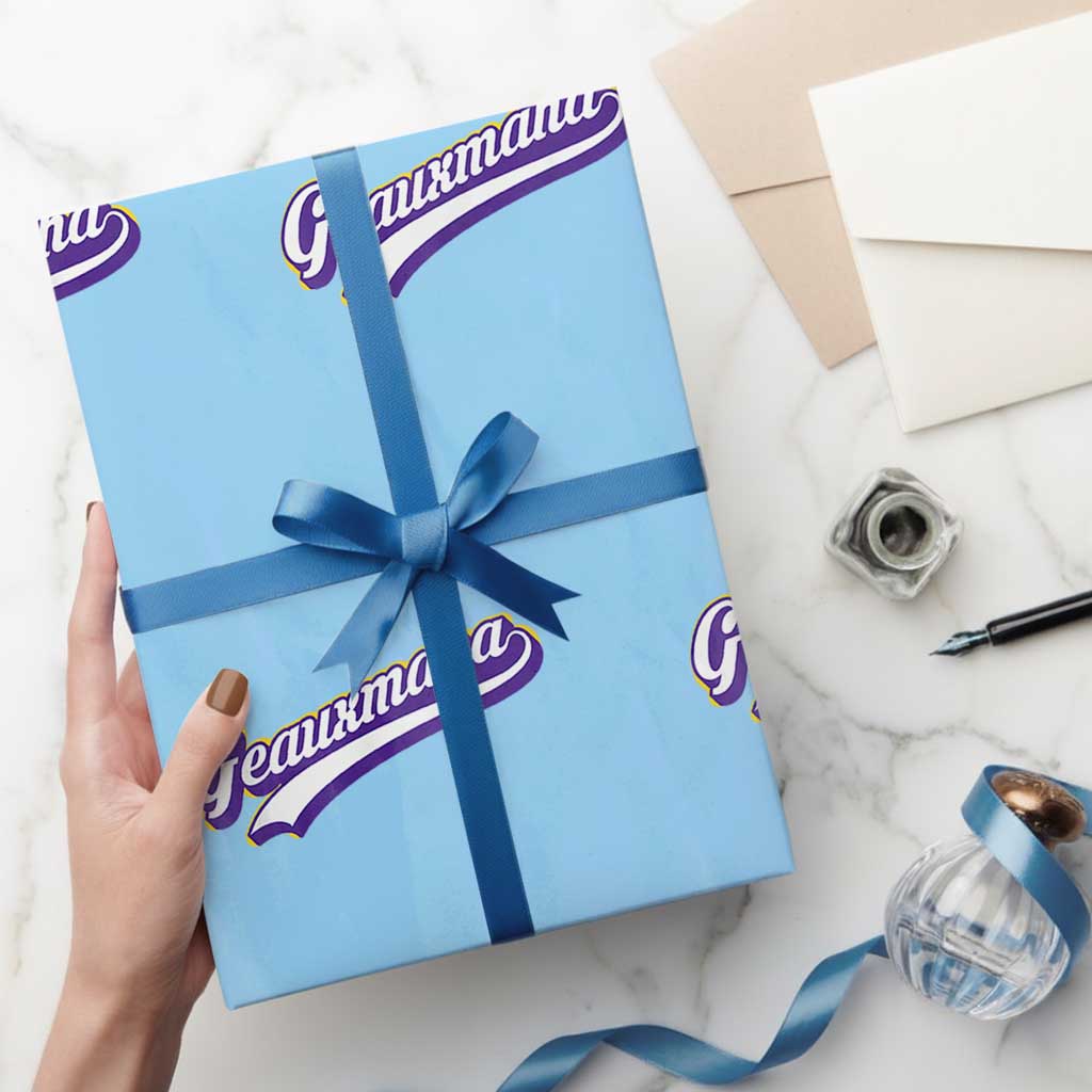Geauxmaha Vintage Throwback Design Wrapping Paper Roll Gold Baseball Fan TS02 Light Blue Print Your Wear