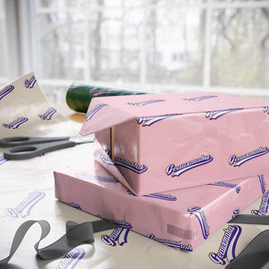 Geauxmaha Vintage Throwback Design Wrapping Paper Roll Gold Baseball Fan TS02 Light Pink Print Your Wear