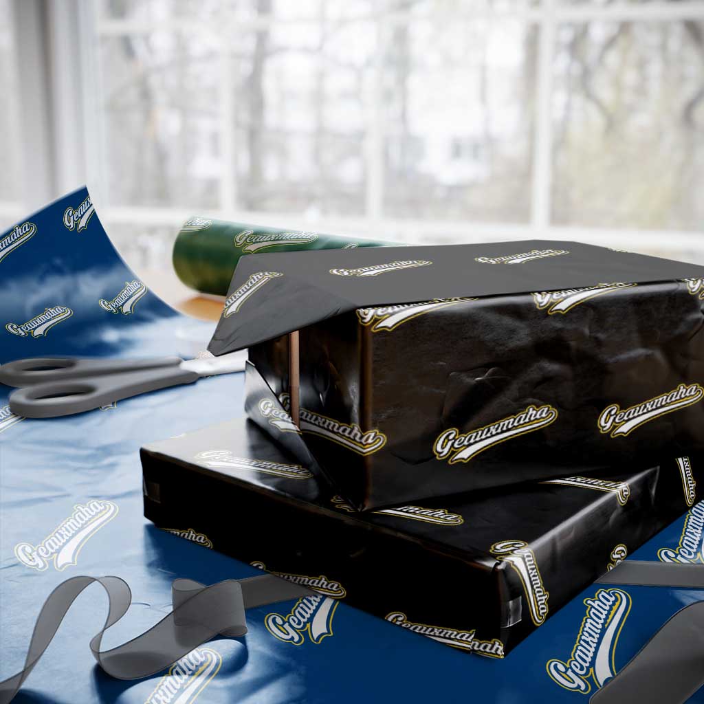 Geauxmaha Vintage Throwback Design Wrapping Paper Roll Purple and Gold Baseball Fan TS02 Black Print Your Wear