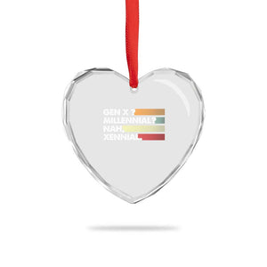 Gen X Millennial Nah Xennial Heart Crystal Glass Ornament Retro Sunset Striped Typography Graphic TS02 Print Your Wear