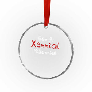 Gen X Xennial Millennial Crystal Glass Ornament Micro Generation Retro Typography Graphic TS02 Print Your Wear