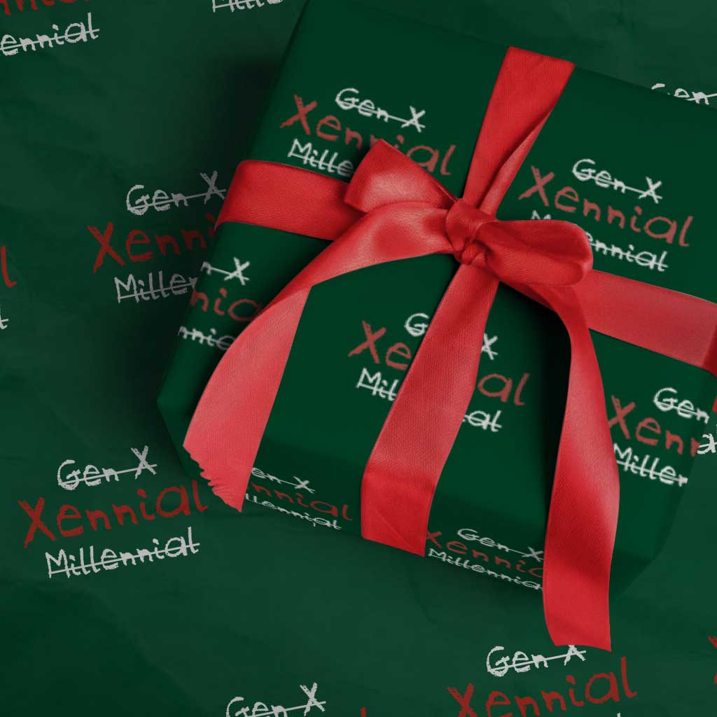 Gen X Xennial Millennial Wrapping Paper Roll Micro Generation Retro Typography Graphic
