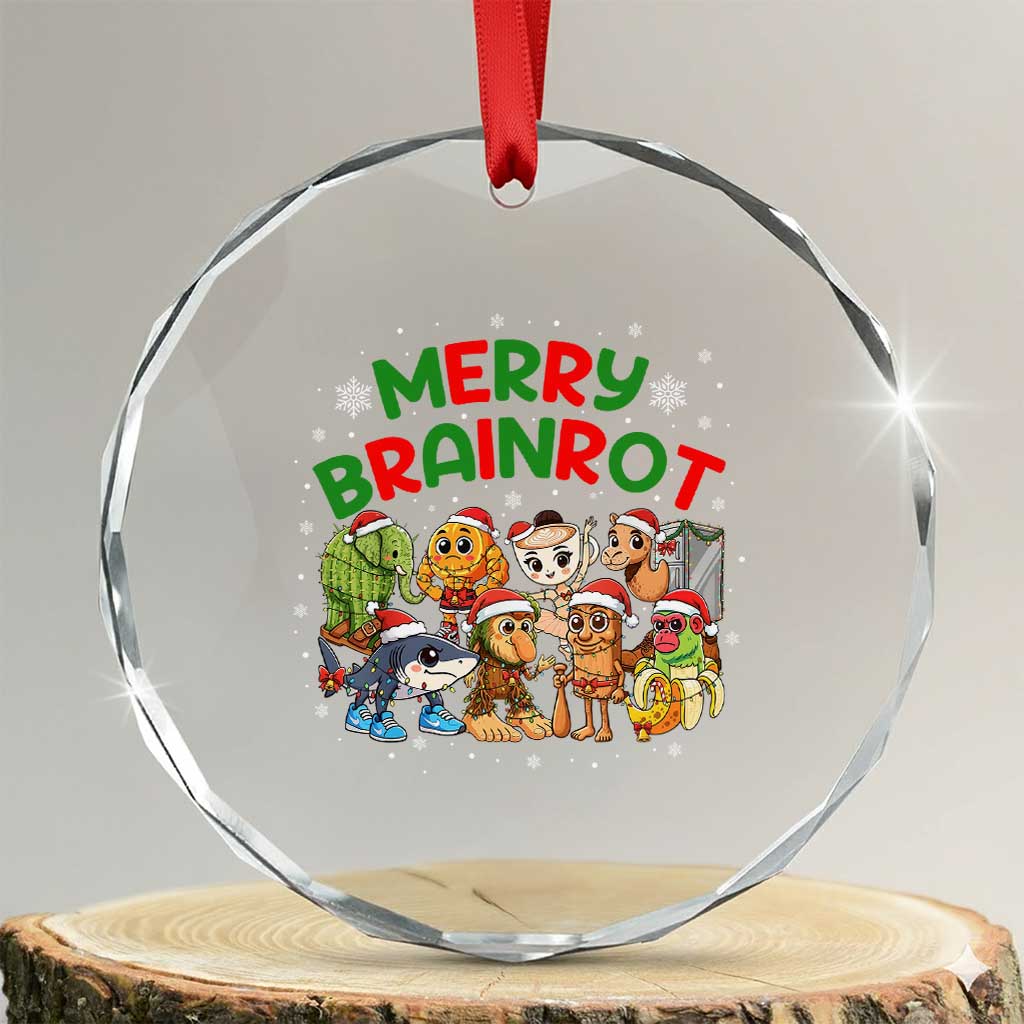 Gen Z Italian Merry Brainrot Christmas Crystal Glass Ornament Meme Holiday Gift TS12 Transparent Glass 3'' Circle Print Your Wear
