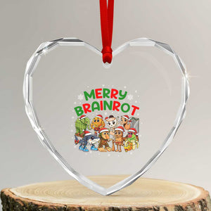 Gen Z Italian Merry Brainrot Christmas Heart Crystal Glass Ornament Meme Holiday Gift TS12 Transparent Glass 3'' Heart Print Your Wear
