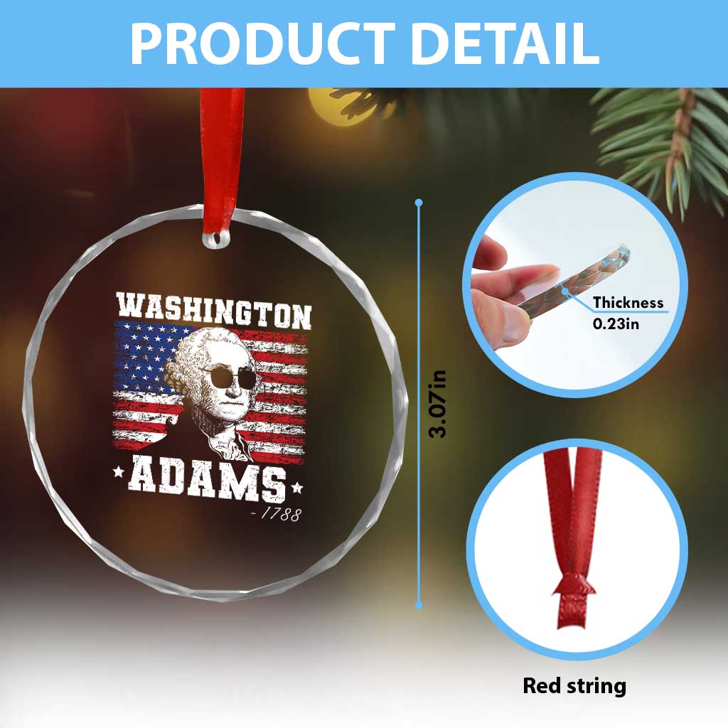 George Washington 1788 Crystal Glass Ornament Funny 4th of July Retro President Campaign USA Flag TS10 Print Your Wear