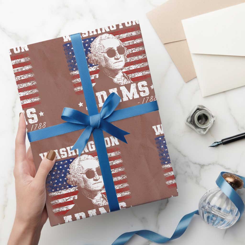 George Washington 1788 Wrapping Paper Roll Funny 4th of July Retro President Campaign USA Flag TS10 Mocha Print Your Wear