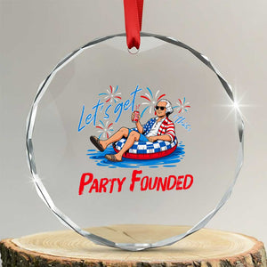 George Washington 4th of July Pool Party Crystal Glass Ornament Let's Get This Party Founded