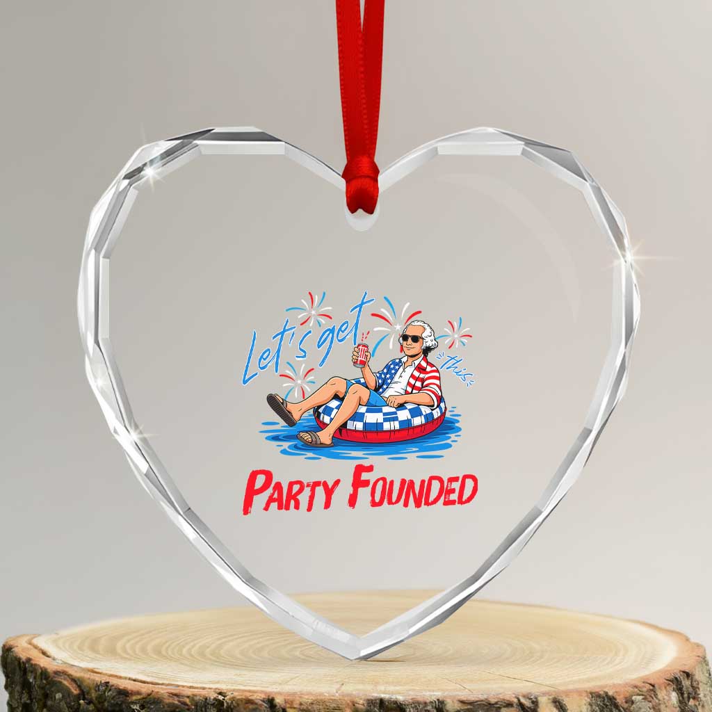 George Washington 4th of July Pool Party Heart Crystal Glass Ornament Let's Get This Party Founded TS11 Transparent Glass 3'' Heart Print Your Wear