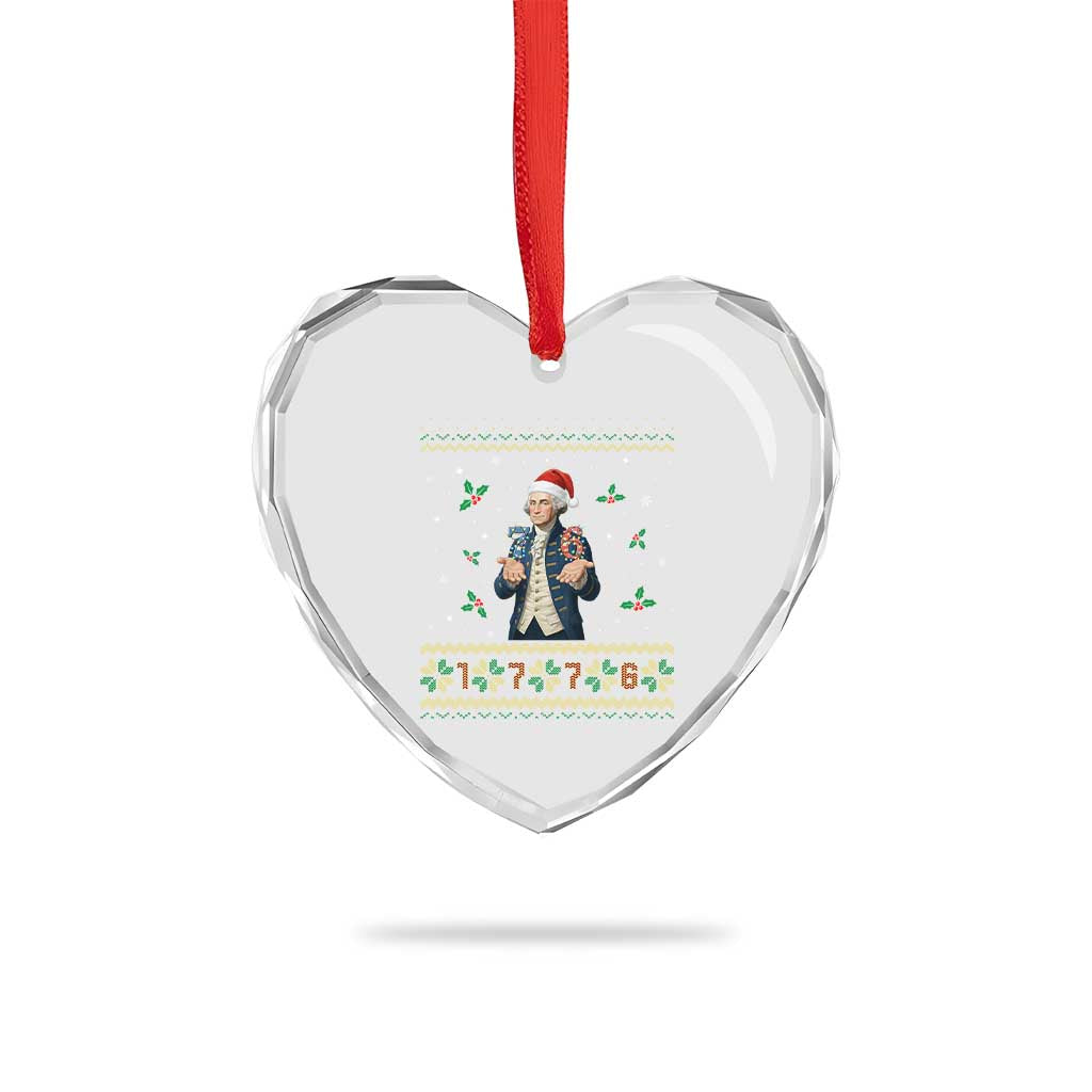 George Washington 67 Meme Heart Crystal Glass Ornament Funny Christmas Ugly Sweater Gift TS12 Print Your Wear