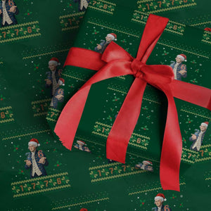George Washington 67 Meme Wrapping Paper Roll Funny Xmas Ugly Sweater Gift TS12 Green Print Your Wear