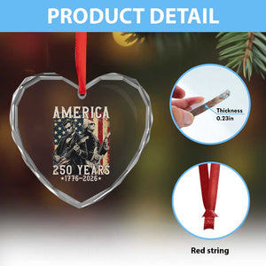 George Washington Abe Lincoln Playing Guitar Heart Crystal Glass Ornament USA 250th Anniversary Guitarist Graphic