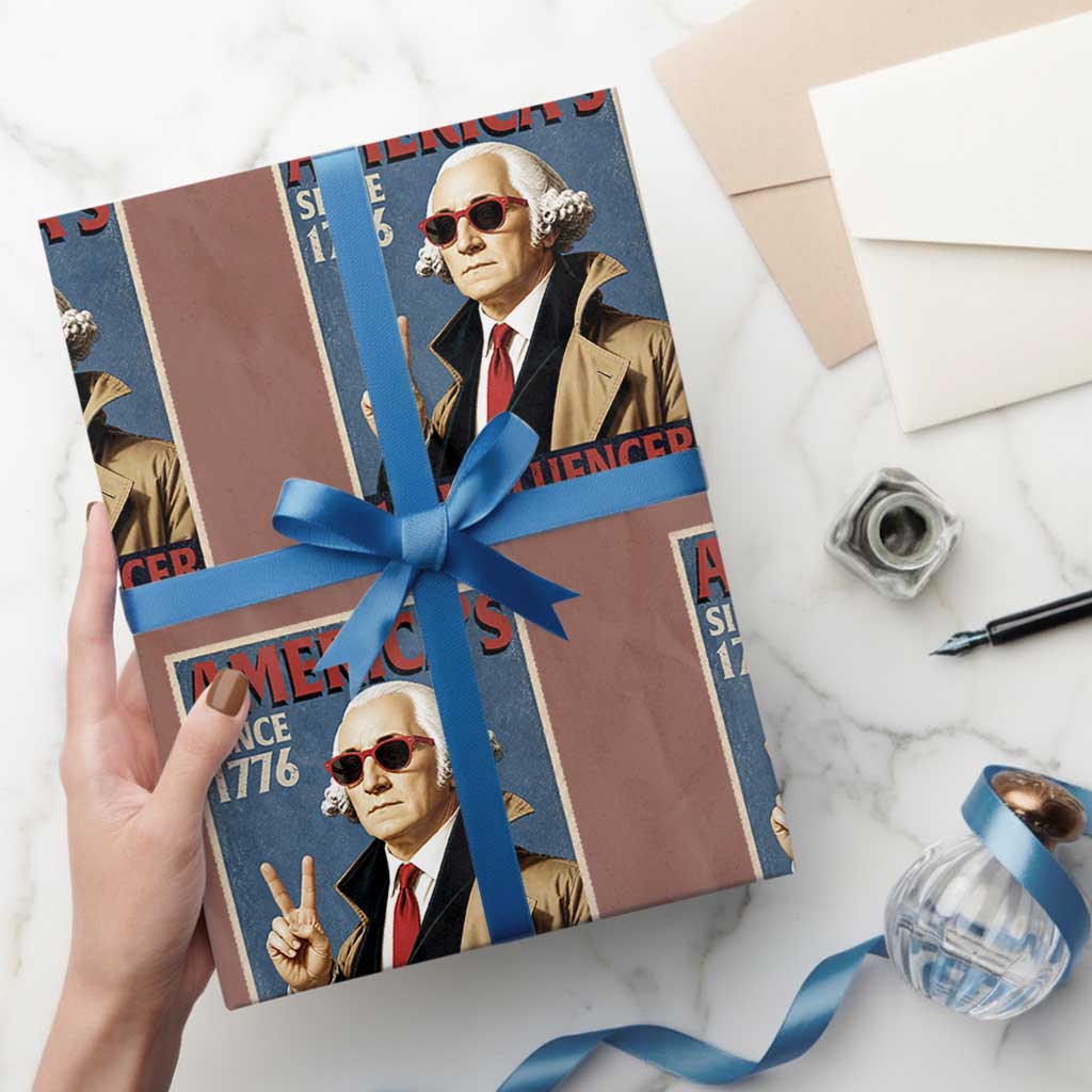 George Washington America's 1st Influencer Wrapping Paper Roll Funny Founding Father USA