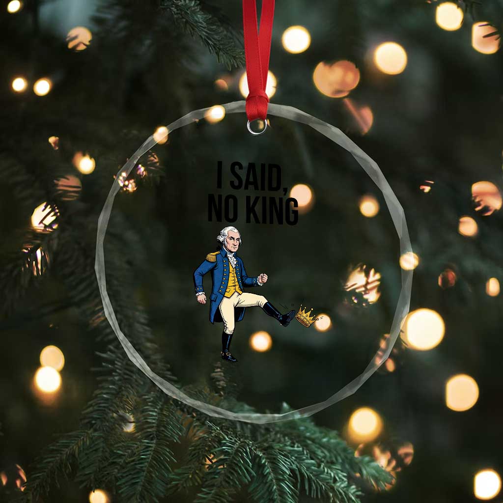 George Washington Kicking Crown Crystal Glass Ornament Funny No Kings Meme Gift TS12 Print Your Wear