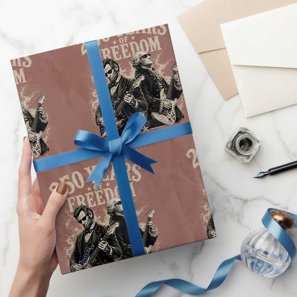 George Washington Lincoln Playing Guitar USA 250th Anniversary Wrapping Paper Roll 250 Years Of Freedom 1776 2026 TS11 Mocha Print Your Wear