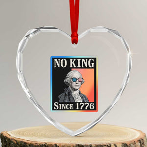 George Washington No Kings Since 1776 Heart Crystal Glass Ornament Funny Political Meme Gift TS12 Transparent Glass 3'' Heart Print Your Wear