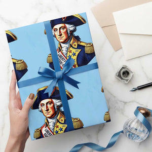 George Washington Patriotic History Graphic Wrapping Paper Roll Liberty Looks Good On Me 4th of July Founding Father Humor