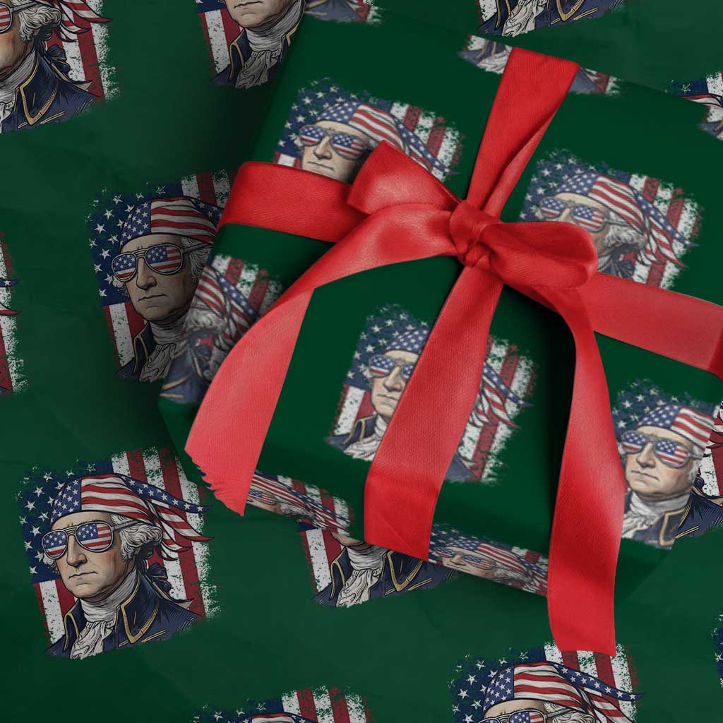George Washington Patriotic Wrapping Paper Roll USA 250th Anniversary TS12 Green Print Your Wear
