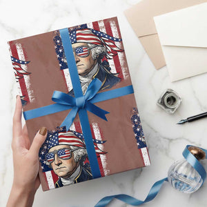 George Washington Patriotic Wrapping Paper Roll USA 250th Anniversary TS12 Mocha Print Your Wear