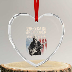 George Washington Playing Guitar 250 Years of Freedom Heart Crystal Glass Ornament