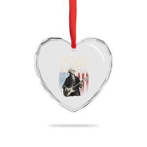 George Washington Playing Guitar 250 Years of Freedom Heart Crystal Glass Ornament