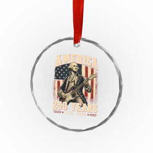 George Washington Playing Guitar 4th July US 250th Anniversary Crystal Glass Ornament