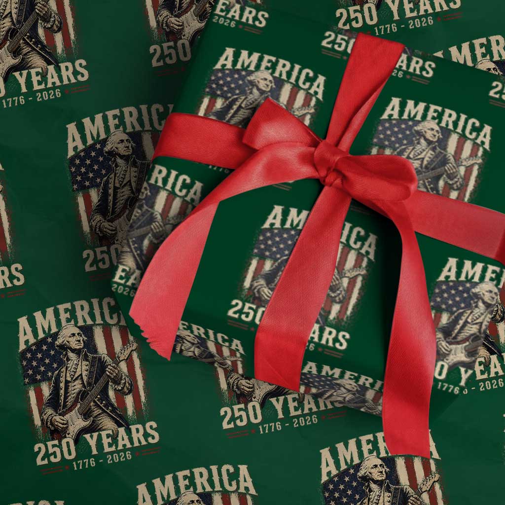 George Washington Playing Guitar 4th July US 250th Anniversary Wrapping Paper Roll TS11 Green Print Your Wear