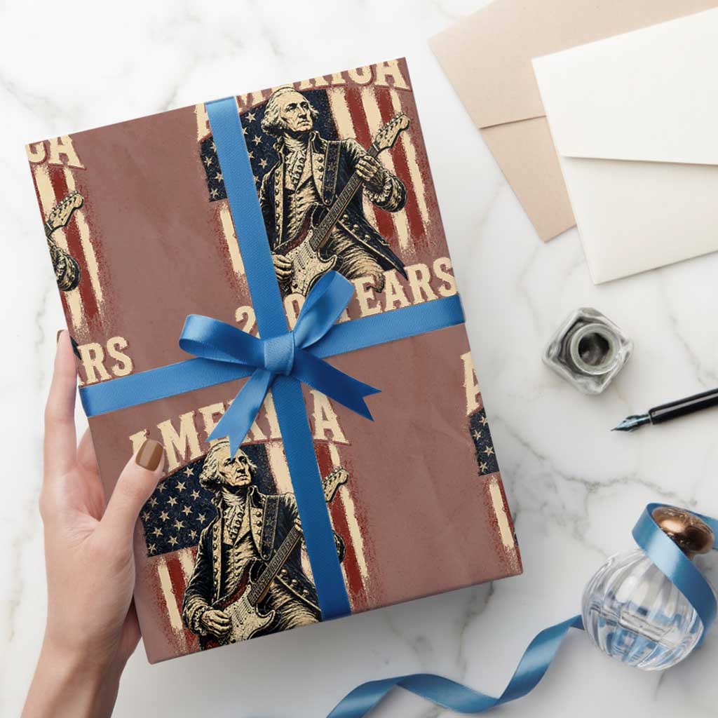 George Washington Playing Guitar 4th July US 250th Anniversary Wrapping Paper Roll