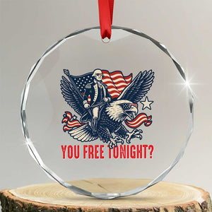 George Washington Rides Bald Eagle Crystal Glass Ornament You Free Tonight Patriotic 4th of July TS02 Transparent Glass 3'' Circle Print Your Wear
