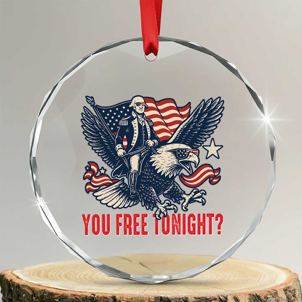 George Washington Rides Bald Eagle Crystal Glass Ornament You Free Tonight Patriotic 4th of July TS02 Transparent Glass 3'' Circle Print Your Wear