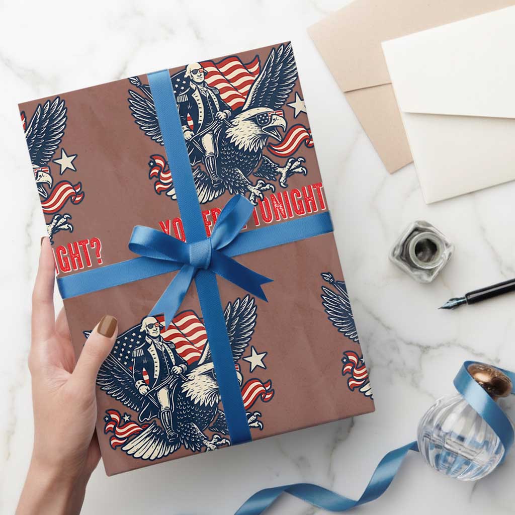 George Washington Rides Bald Eagle Wrapping Paper Roll You Free Tonight Patriotic 4th of July TS02 Mocha Print Your Wear